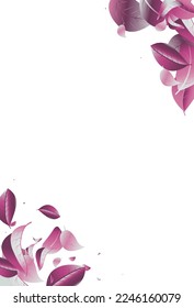 Lilac Foliage Organic Vector White Background Template. Swirl Leaf Wallpaper. Violet Solar Wind Backdrop. Leaves Herbal Design.