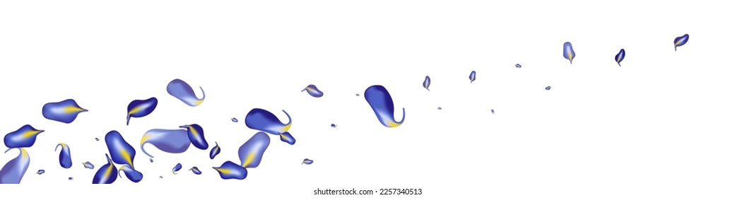 Lilac Foliage Wind Vector White Panoramic Background Illustration. Blur Iris Wallpaper. Violet Leaf Abstract Backdrop. Leaves Motion Banner.