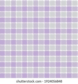 Lilac and grey gingham plaid. Seamless vector check pattern suitable for fashion and interiors.