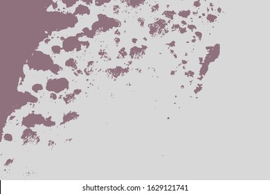 Lilac Grunge dust messy background. Distressed spray grainy overlay texture. Dirty powder rough empty cover template. Aged splatter crumb wall backdrop. Weathered aging design element. EPS10 vector