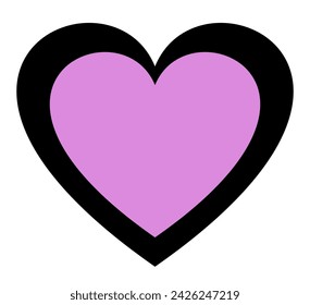 Corazón lila con borde negro.