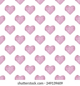 Lilac hearts seamless pattern. Vectorized watercolor painting.