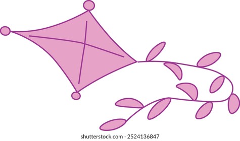 lilac kite with tail, easy to edit, stock vector