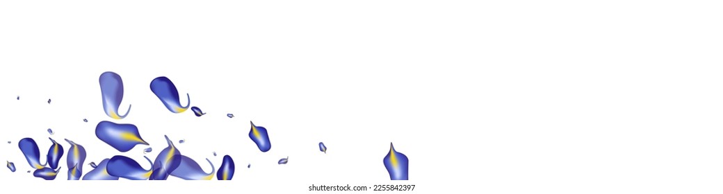Lilac Leaf Motion Vector White Panoramic Background Backdrop. Swirl Iris Pattern. Violaceous Foliage Realistic Design. Leaves Wind Wallpaper.