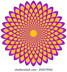 Lilac magic flower (motion illusion). Round pattern.