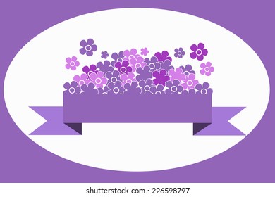 Lilac and pink flowers on a lilac ribbon  