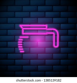Lilac pink neon sign on brick wallAmerican coffee. Coffee time. Beautiful illustration of types of coffee