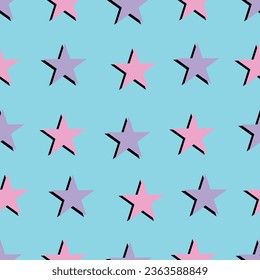 lilac and pink stars pattern seamless blue background
