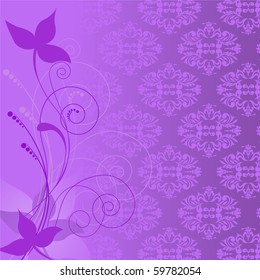lilac plant composition on the background of a purple ornament