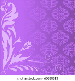 lilac plant composition on the background of a purple ornament
