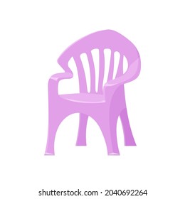 Lilac plastic chair in cartoon style for interior garden, cottage.Vector illustration.