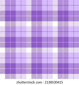 Lilac purple gingham plaid. Seamless vector checkers pattern suitable for fashion, home decor and stationary.
