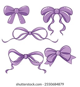 lilac ribbon set vector illustration art