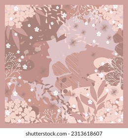 lilac scarf with abstract pattern design
