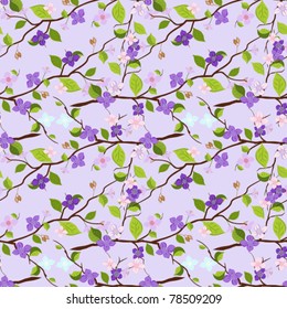 Lilac seamless background abstract branches about flowers