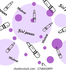 lilac seamless pattern with lipstick