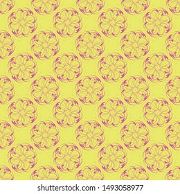 Lilac seamless pattern on yellow background.