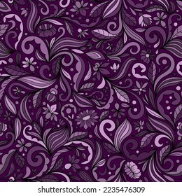 LILAC SEAMLESS VECTOR BACKGROUND WITH A COMPLEX MULTICOLORED FLORAL ORNAMENT