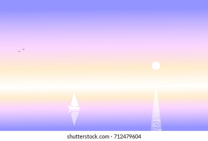 Lilac seascape and moon track