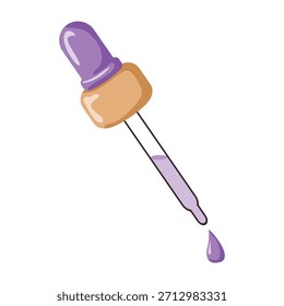 Cuentagotas de suero lila. Ilustración vectorial para la marca de cuidado de la piel, tratamientos de belleza, cuidado facial, cosméticos orgánicos, spa.
