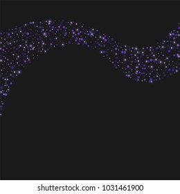 Lilac shine of confetti. Luxury festive background. Lilac translucent abstract dot and shining stars on a black background. Element of design. Vector illustration, EPS 10.