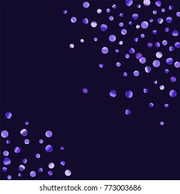 Lilac shine of confetti. Luxury festive background. Lilac abstract shining dot on a black background. Element of design. Suitable for postcards, posters, cards. Vector illustration, EPS 10.