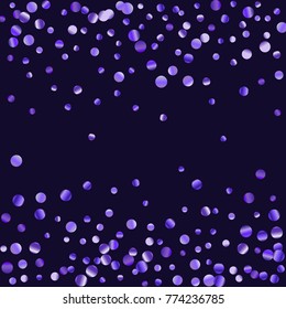 Lilac shine of confetti. Luxury festive background. Lilac abstract shining dot on a black background. Element of design. Suitable for postcards, posters, cards. Vector illustration, EPS 10.