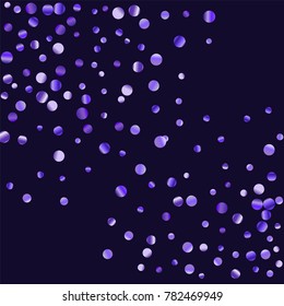 Lilac shine of confetti. Luxury festive background. Lilac abstract shining dot on a black background. Element of design. Suitable for postcards, posters, cards. Vector illustration, EPS 10.