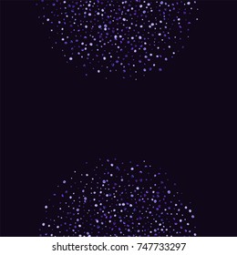 Lilac shine of confetti on a dark background. Luxury festive background. A grainy abstract texture sparkles on a purple background. Element of design. Vector illustration, EPS 10.
