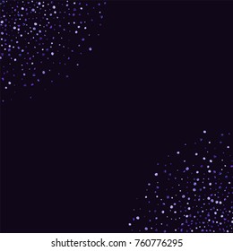 Lilac shine of confetti on a dark background. Luxury festive background. A grainy abstract texture sparkles on a purple background. Element of design. Vector illustration, EPS 10.