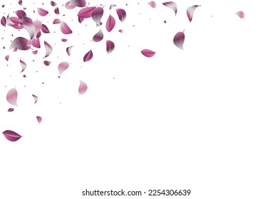 Lilac Solar Flying Vector White Background Banner. Nature Leaf Poster. Violaceous Leaves Ecology Wallpaper. Foliage Wind Concept.