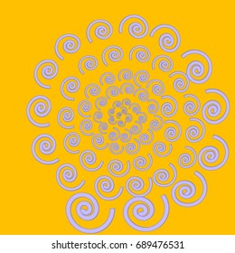 Lilac spirals on an orange background
