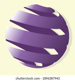 lilac tilted hollow sphere with shadow for logo, websites, apps, desktop button