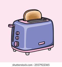Lilac toaster with a slice of toast