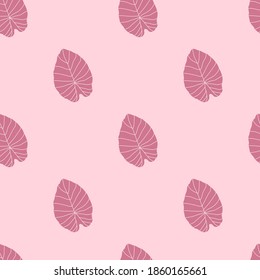 Lilac tones seamless botanic pattern with simple leaf ornament. Doodle floral backdrop in pastel palette. Designed for wallpaper, textile, wrapping paper, fabric print. Vector illustration.