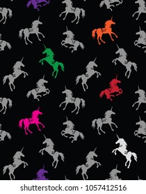 Lilac unicorn. Vector silhouettes. Mythology creature design