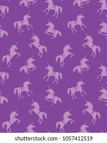 Lilac unicorn. Vector silhouettes. Mythology creature design