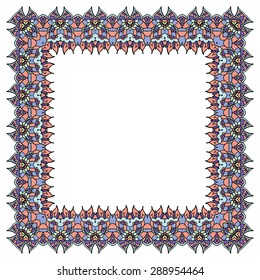 Lilac vector frame. Isolated square element.