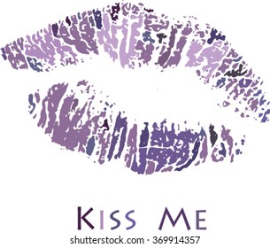 Lilac vector lips for print. Purple elements. 