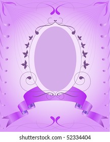 Lilac vintage frame with abstract patterns on gradient background