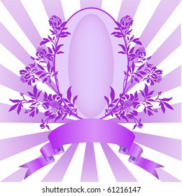 lilac vintage  frame with vegetable frame on divergent rays