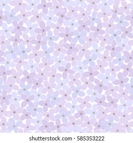 Lilac Violet Flowers Vector Seamless Pattern