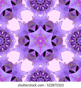 Lilac and violet mandalas. Vector illustration.
