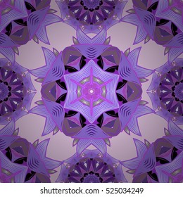 Lilac and violet mandalas. Vector illustration.