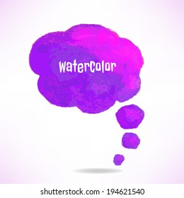 Lilac Watercolor Speech Bubble, With Gradient Mesh, Vector Illustration