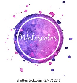 Lilac watercolor splash circle background