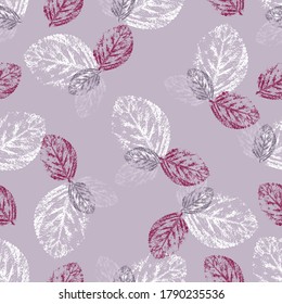 hojas lilatas y blancas sobre un patrón de vector de fondo lilac