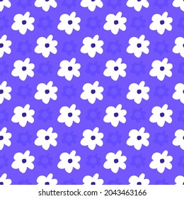 Lilac and white simple flowers on a lilac background.
Vector pattern for textiles, fabric, background, packaging paper, wallpaper.