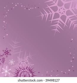 Lilac winter background with snowflakes. Vector illustration