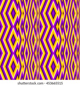 Lilac and yellow background with rhombuses (motion illusion). Seamless pattern.
